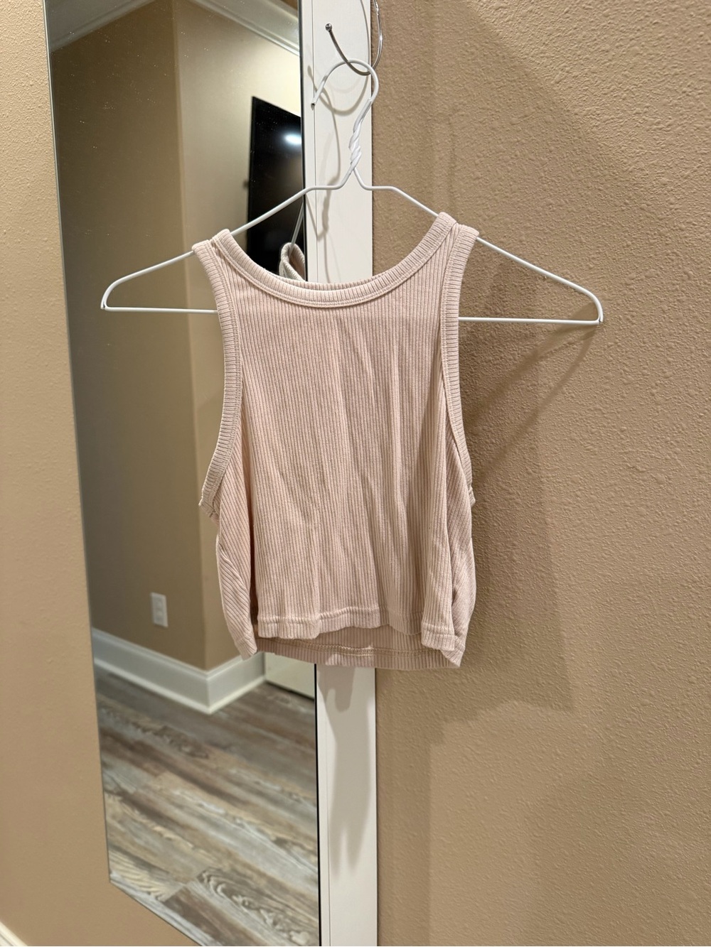 Source Unknown Ribbed Cropped Tank Top - Light Blush